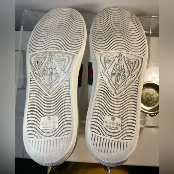 GUCCI ace peral studded white Snearkers with spikes sz 39.5 made in italy - Picture 15 of 16